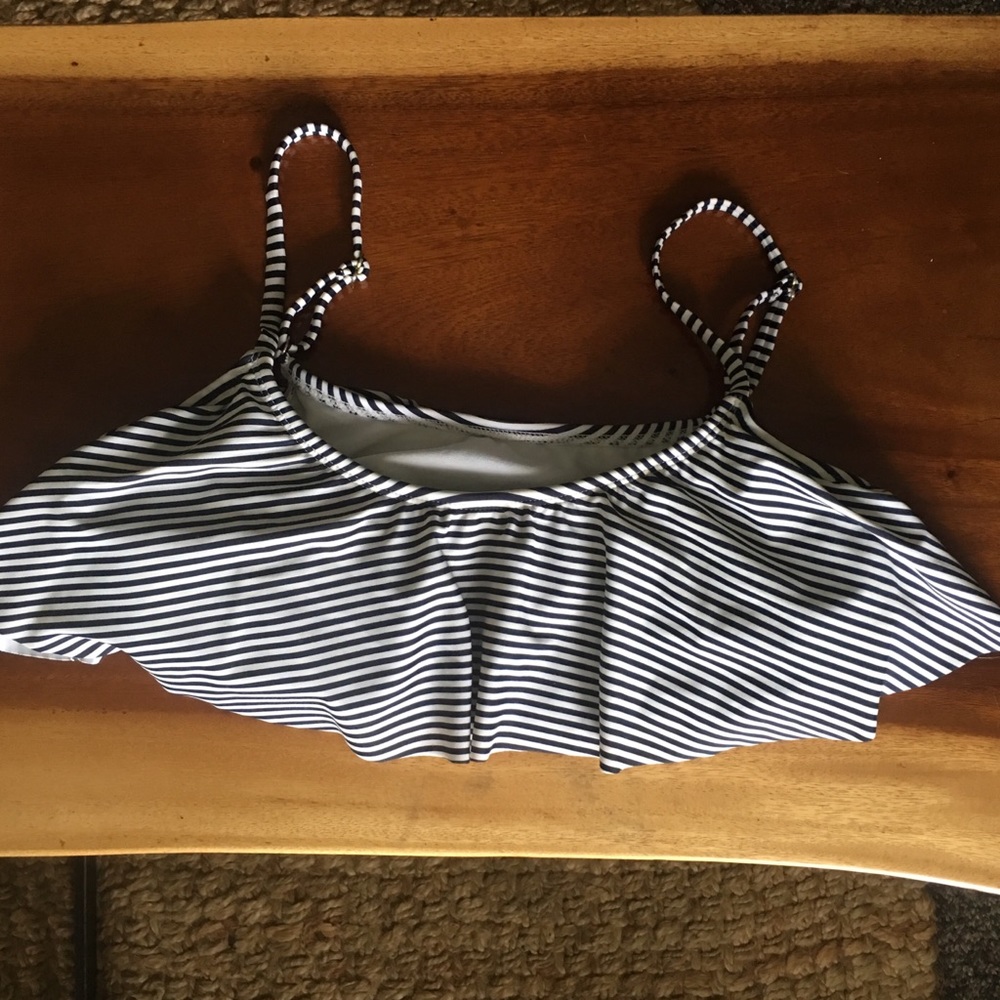 Navy & White Flouncey Bikini Top XL